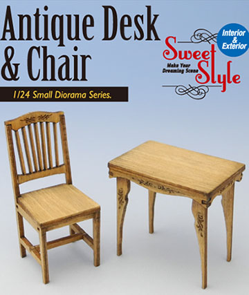 スイートスタイルシリーズ 組立てキット 1/24 アンティークな机と椅子