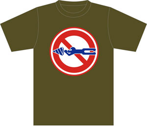 天元突破グレンラガン 標識Tシャツ シモン穴掘り禁止/オリーブ-S[ガイナックス]《在庫切れ》
