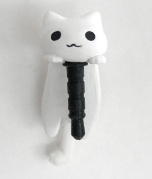 にゃんこイヤホンジャック ぶら下がりにゃんこ 白 単品 ピンクカンパニー 在庫切れ