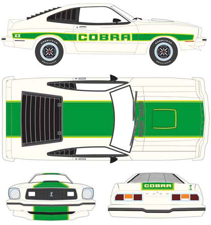 グリーンライト 1/18 1978 Ford Mustang II Cobra II - White w/Green Billboard Stripes[グリーンライト]《在庫切れ》