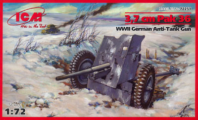 1/72 ドイツ 3.7cm Pak36対戦車砲 プラモデル[ICM]《在庫切れ》