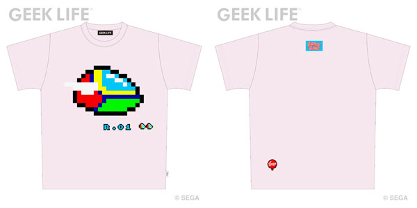 ファンタジーゾーン でか ドット ワンポイントステッチ Tシャツ ライトピンク M[GEEK LIFE]《在庫切れ》
