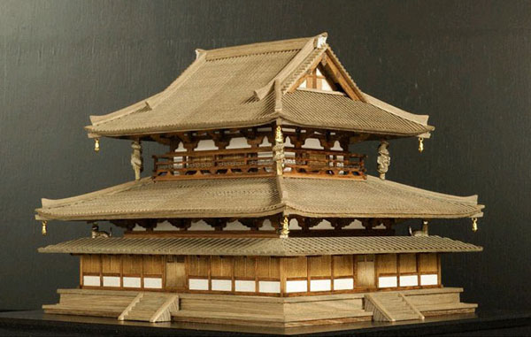 法隆寺　金堂　白木造り　模型　プラモデル