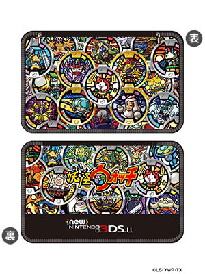New3DSLL用 妖怪ウォッチポーチ【メダル柄ブラックver.】[プレックス