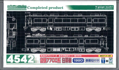 4542 完成品モデル 名鉄7700系 白帯車1990 (妻面窓付き) 基本2両編成 