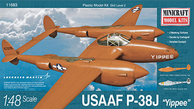1/48 WW.II アメリカ陸軍航空軍 P-38J “YIPPEE” プラモデル[ミニ