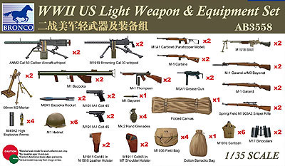1/35 アメリカ軍歩兵用小火器セットWWII 総数57点 プラモデル
