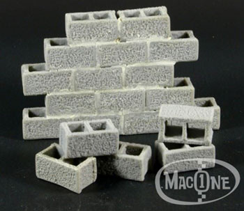 1/16 コンクリートブロック 白 2000個+ハーフ 特大 廃墟 建築模型 1/35 コンクリートブロック[マックワンモデルズ]《在庫切れ》
