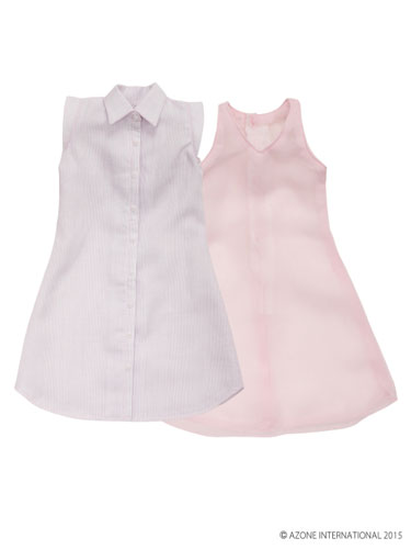 48/50cm用 50ストライプラインノースリーブワンピセット ライトパープル(ドール用衣装)[アゾン]《発売済・在庫品》