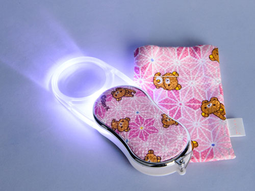りらっくま LEDライト付きルーペ 麻の葉柄・ピンク[寺子屋]【送料無料】《在庫切れ》