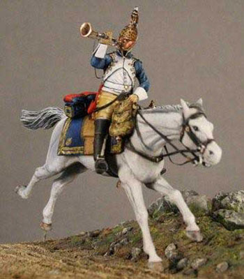 54mm ナポレオニック ヴァグラムの戦い(1809.JULY)サーベルで突撃するトランペット竜騎兵（再販）[ニムロッド]《在庫切れ》