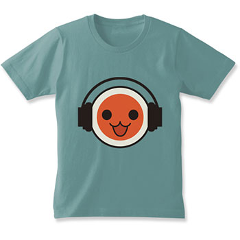 太鼓の達人 和田どんヘッドホン キッズTシャツ/セージブルー-130cm[コスパ]《在庫切れ》