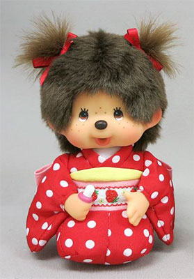 イチゴ着物のモンチッチちゃん(座り)[セキグチ]《在庫切れ》