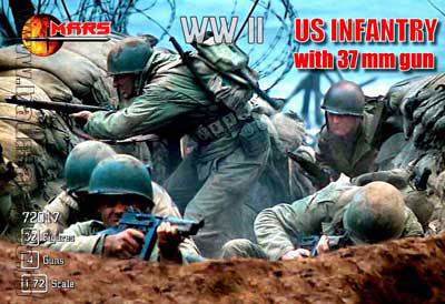 1/72 米対戦車砲兵37mm砲4門32体・WW2 プラモデル(ソフトプラ)（再販）[マース]《在庫切れ》