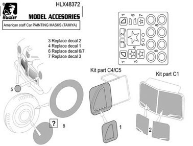 1/48 米軍スタッフカー用ペイントマスク (T社用)[ハウラー]《在庫切れ》
