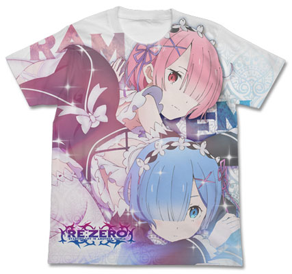Re：ゼロから始める異世界生活 ラム＆レム フルグラフィックTシャツ/ホワイト-S（再販）[コスパ]《０７月予約》