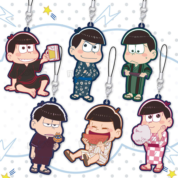 おそ松さん PVC ストラップ 4個セット おそ松さん テープストラップ F6 一松: キャラグッズ