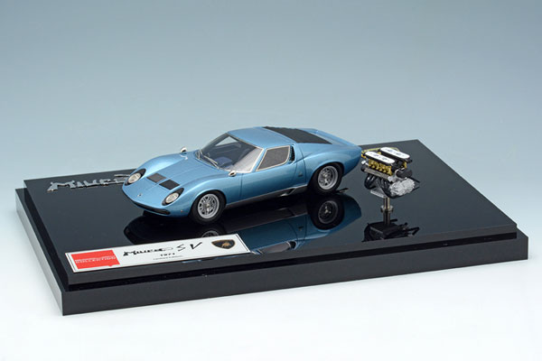 1/43 ランボルギーニMiura P400SV 1971 with V12Engine メタリックライトブルー/シルバー ダークブルーインテリア