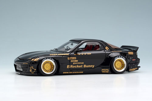 1/43 Rocket Bunny RX-7(FD3S) ブラック / 6666 wheels！(ゴールド/ポリッシュリム)