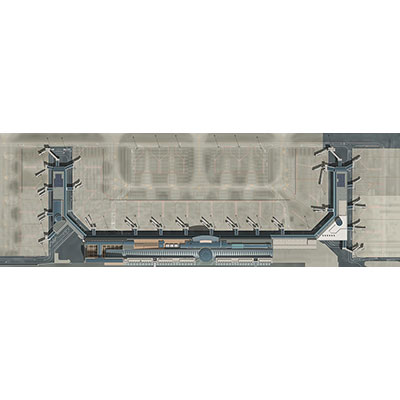 1/1000 精密イラスト 羽田空港第2旅客ターミナル(2枚組)39×58cm