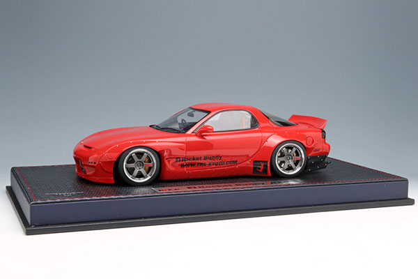 1/18 Rocket Bunny RX-7(FD3S) レッド / 6 Spork Wheel (ガンメタリック / ポリッシュリム)