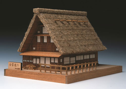 木製模型 ミニ建築 No.1 合掌造り[ウッディジョー]《在庫切れ》