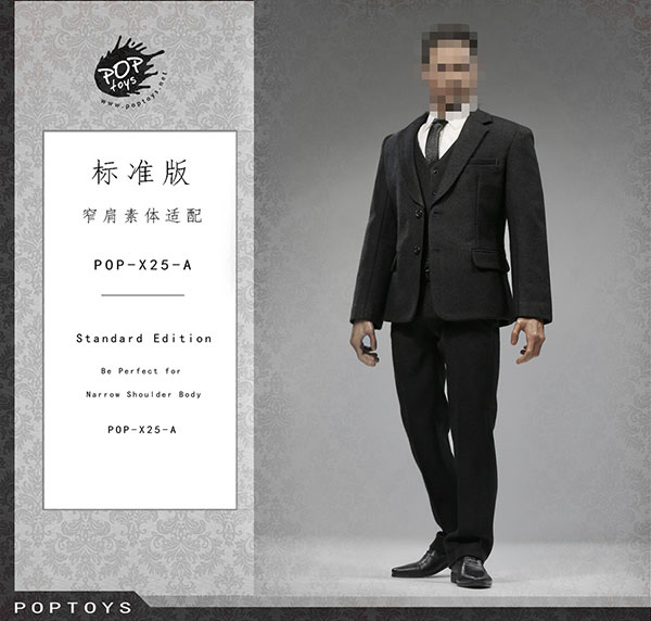 1/6 メンズ スーツ セット ブラック (ドール用衣装)[POP Toys]《在庫切れ》