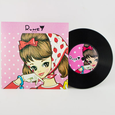 内藤ルネ レコード型コースター ルネガール スカーフ[エーワークス]《在庫切れ》