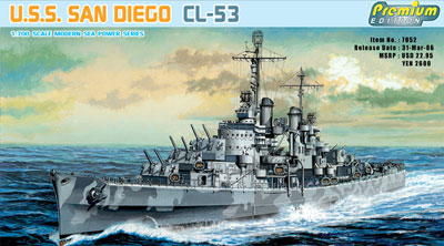 1/700 WW.II アメリカ海軍 軽巡洋艦 U.S.S.サンディエゴ CL-53 プラモデル[ドラゴンモデル]《在庫切れ》