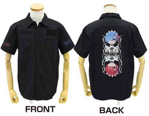 GEE！限定 Re：ゼロから始める異世界生活 レム＆ラム刺繍ワークシャツ/BLACK-M[コスパ]【送料無料】《在庫切れ》