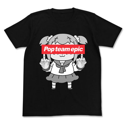 ポプテピピックの行列ができる Tシャツ/BLACK-XL（再販）[コスパ]《発売済・在庫品》