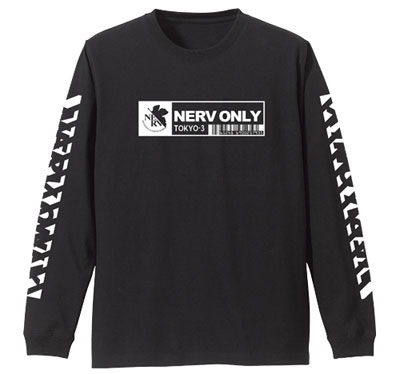 EVANGELION ネルフ 袖リブロングスリーブTシャツ/BLACK-S[コスパ]