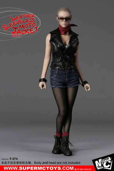 ドールアクセサリー　1/6用 女性用 レザースリーブレス モトジャケットセット 1/6 女性用 レザースリーブレス モト ジャケット セット