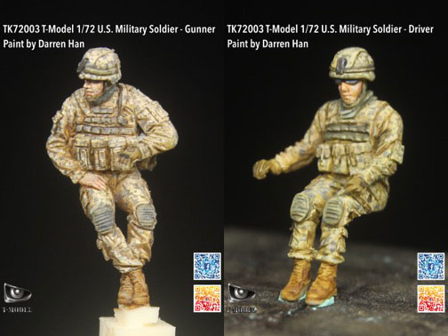 1/72 現用米軍兵士フィギュア (ドライバー＆ガンナー) レジン製、2体セット[ティーモデル]《在庫切れ》