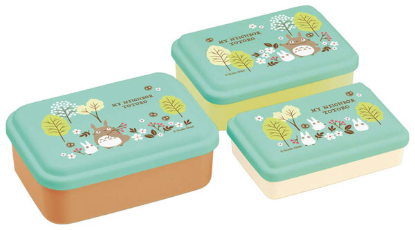 となりのトトロ〈フィールド〉 SLUS3 入子式ふわっとシール容器3Pセット(長方形)[スケーター]《在庫切れ》