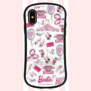 バービー iPhone Xs/X 対応 ハイブリッドガラスケース アイコン (BAR-02B)[グルマンディーズ]《在庫切れ》