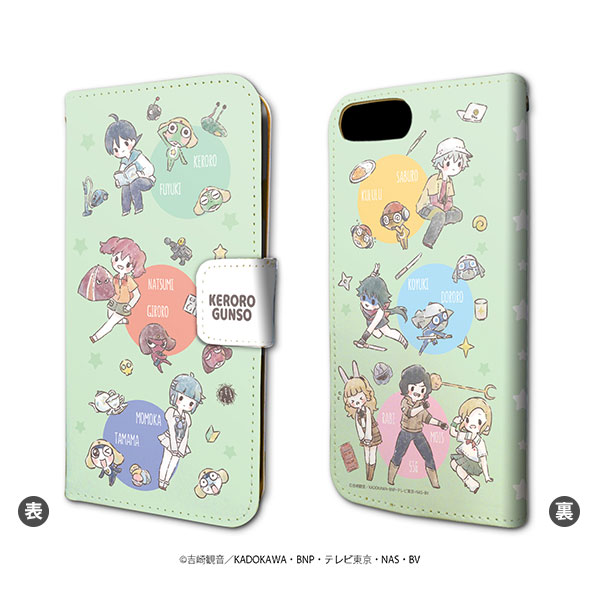 手帳型スマホケース Iphone6 6s 7 8兼用 ケロロ軍曹 01 キャラクター モチーフ集合デザイン グラフアート A3 ０４月予約 グッズチュー