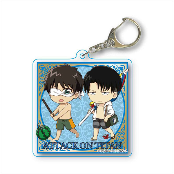 てくトコちょいデカアクリルキーホルダー 進撃の巨人 Season 3 エレン＆リヴァイ(水着)[ベルハウス]《在庫切れ》