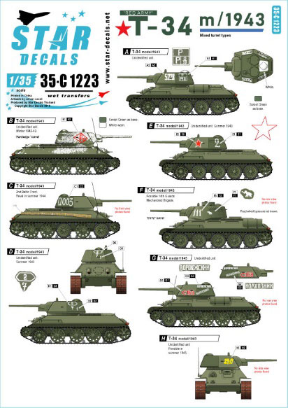 1/35 WWII ロシア/ソ連 ソビエト赤軍 T-34/76 1943年型[Star Decals