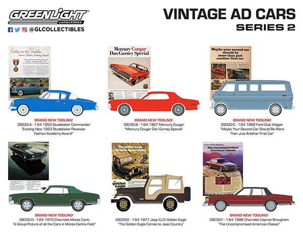 1/64 Vintage Ad Cars Series 2 6種セット[グリーンライト]《在庫切れ》