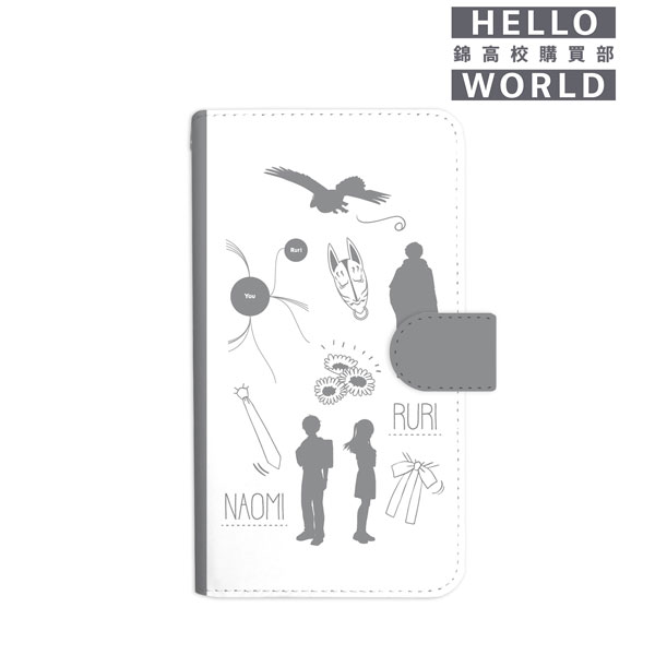 HELLO WORLD ラインアート手帳型スマホケース(対象機種/Lサイズ)[アルマビアンカ]《在庫切れ》