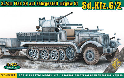 1/72 独・Sd.kfz 6/2 5tハーフトラック3.7cm対空自走砲・弾薬トレーラー付き プラモデル[ACE]《在庫切れ》
