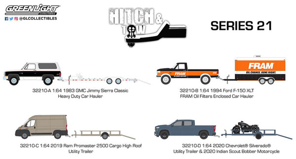 1/64 Hitch ＆ Tow Series 21 4種セット[グリーンライト]《在庫切れ》