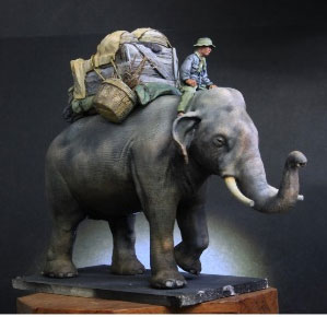 1 35 ベトナム戦争 糧食運搬を行う象使いa オス 再販 Paracel Miniatures ０７月予約