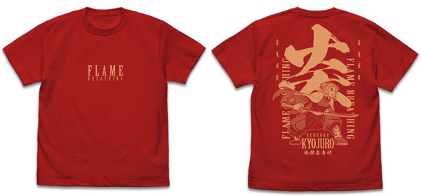 鬼滅の刃 無限列車編 炎の呼吸 煉獄杏寿郎 Tシャツ/RED-M[コスパ]