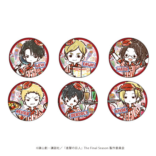 缶バッジ「進撃の巨人」11/カフェver. グラフアート 6個入りBOX[A3