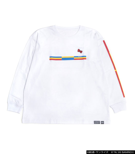 ガンダム×ハローキティ 超ミニマルガンダムグラフィック×キティリボン ロンT unisex WHT L[R4G]《在庫切れ》