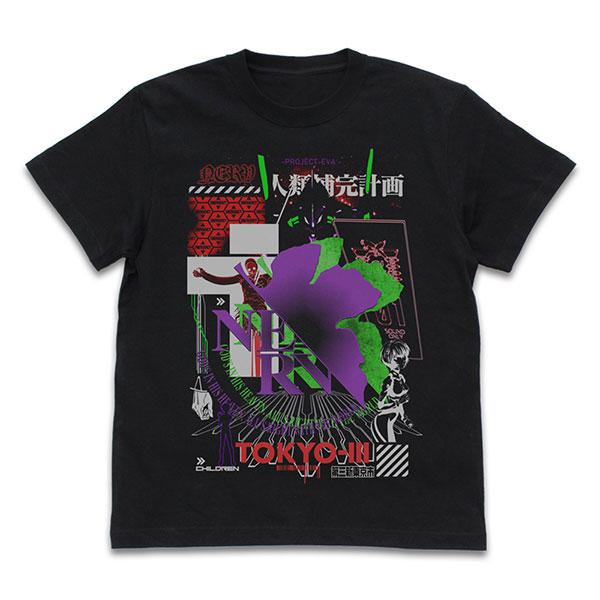 EVANGELION ネルフ アシッドグラフィックス Tシャツ/BLACK-S[コスパ]