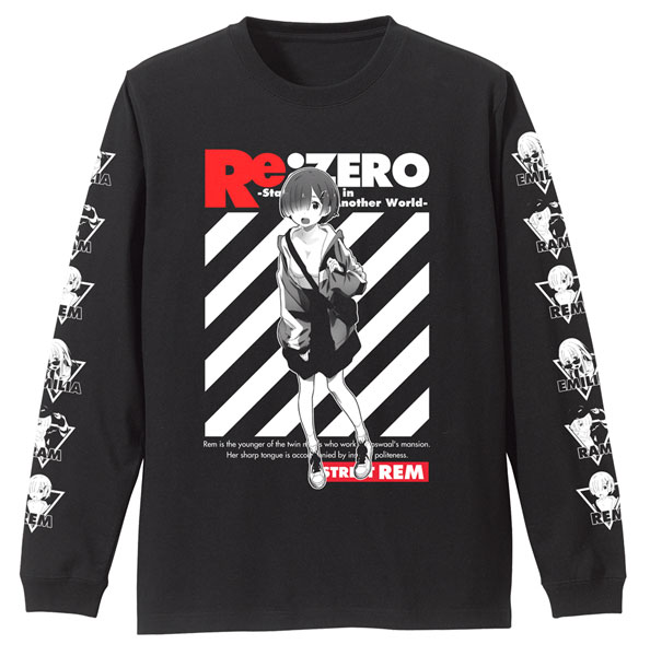 Re：ゼロから始める異世界生活 レム 袖リブロングスリーブTシャツ ストリートファッションVer./BLACK-L[コスパ]