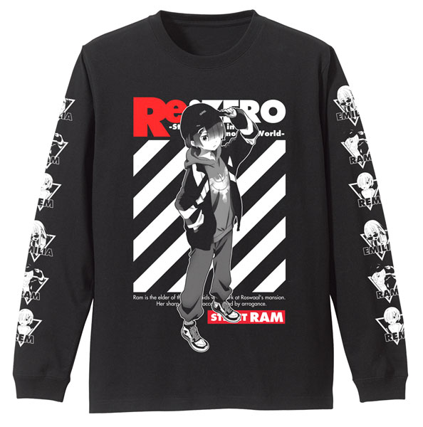 Re：ゼロから始める異世界生活 ラム 袖リブロングスリーブTシャツ ストリートファッションVer./BLACK-XL[コスパ]